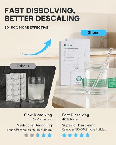 Image of Silonn Ice Maker Cleaner Powder - Pure Citric Acid Descaler, Fast Dissolving, Safe, 4 Individually Packed Doses, Universal for All Ice Makers & Coffee Machines