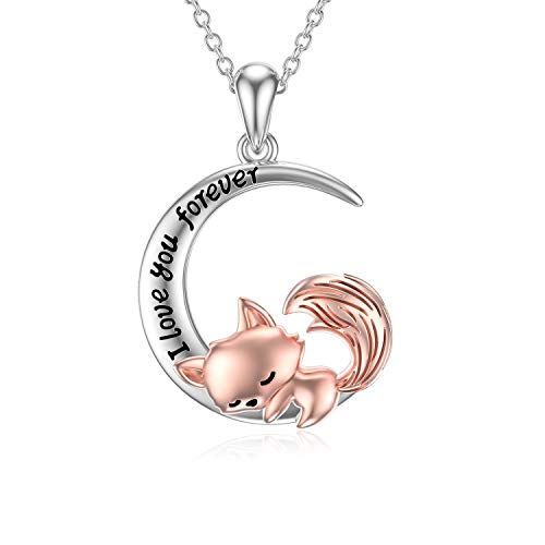 PROESS Collier Pendentif Renard en Argent Sterling 925 Cadeaux de Renard pour les Amoureux du Renard Filles Femmes Cover