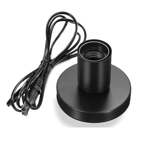 Image of Polished Metal Desktop Lamp E26 E27 Screw Light Bulb Holder Sockets Light Replacement lamp for Holding Bulb, 6 Feet Cord (Black, Pack of 1)