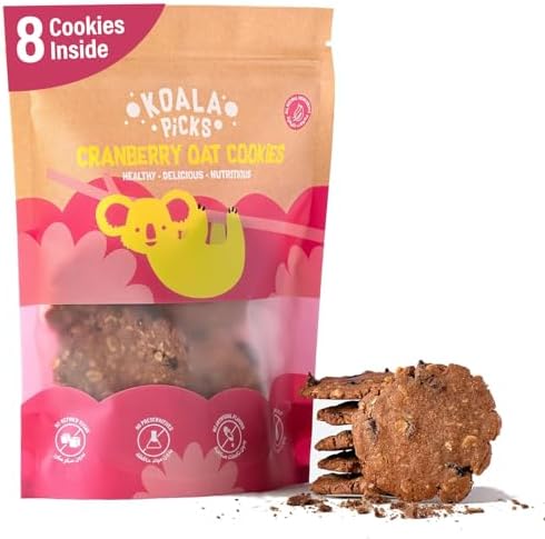 Koala Picks 8pcs Cranberry Oat Cookies - Healthy Kids Lunchbox Snacks