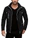 Wantdo Men's Cotton Stand Collar Lightweight Front Zip Jacket US Large Black