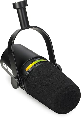 Image of Shure MV7+ Podcast Dynamic Microphone with Low Profile Mic Stand. OBS Certified, Enhanced Audio, LED Touch Panel, USB-C & XLR Outputs, Auto Level Mode, Digital Pop Filter, Reverb -Black