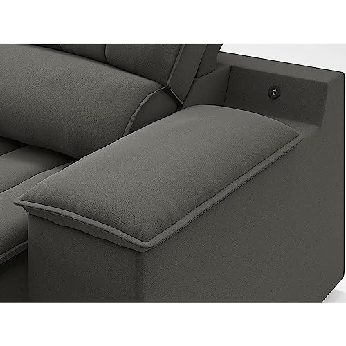 Sofá com Usb Retrátil e Reclinável Murano 2m Cinza