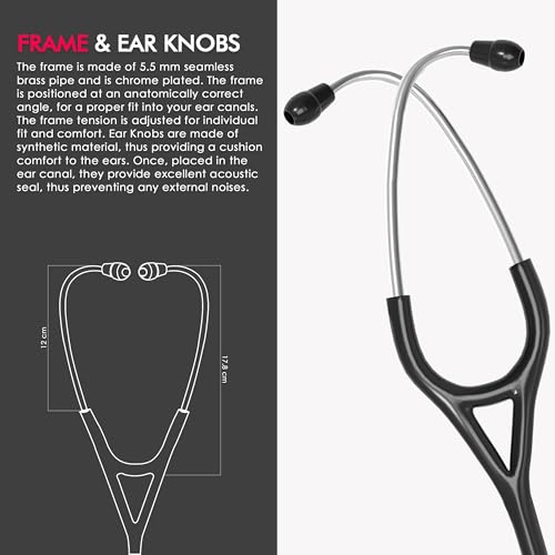 Image of ELKO TECHNO III SS Stainless Steel Stethoscope with ENGRAVING | Engrave Your Name or Initials on the Chest Piece | Lightweight Double-Sided Stainless Steel Chest piece | Two-Way PVC Tubing | Ideal for Doctors & Medical Students (Black)