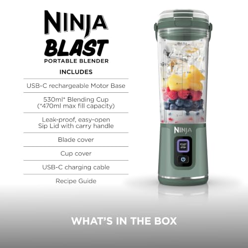 Ninja Blast Portable Blender, 530ml, Leakproof Lid & Sip Spout, BC151UKEM