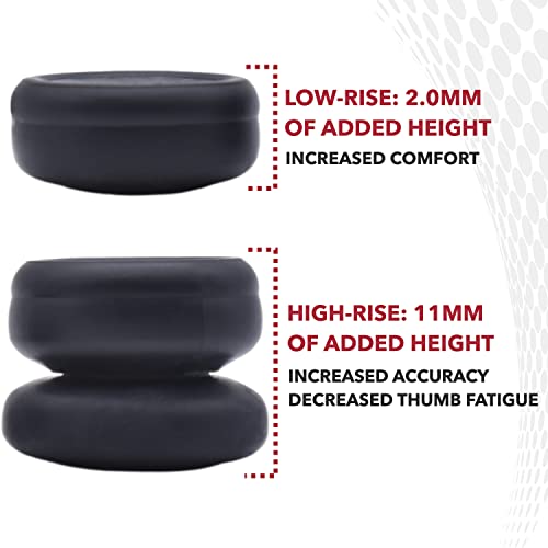 Setex Gecko Grip, 1 High Rise + 1 Low Rise Thumbstick Grip Covers, for PlayStation PS5, PS4, Xbox One, Switch Pro, Steam Deck, Anti-Slip Microstructured Analog Stick Thumb Grips, Black, Covers Only - Thumbnail 2