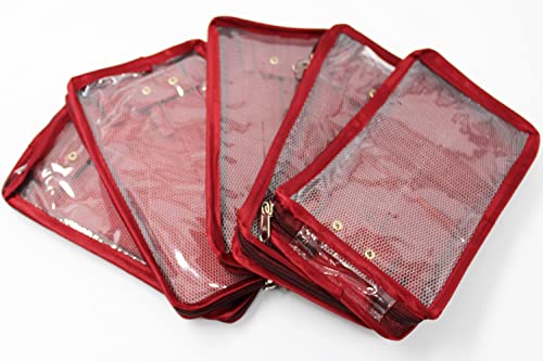 Atorakushon Combo Satin Makeup Pouches Vanity Jewellery Traveling Organizer Storage Box Cosmetic Carry It Along Anywhere Easily For Women Maroon #TOP3