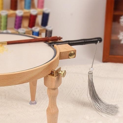 Marco de madera ajustable para bordar y aguja de aro de punto 7