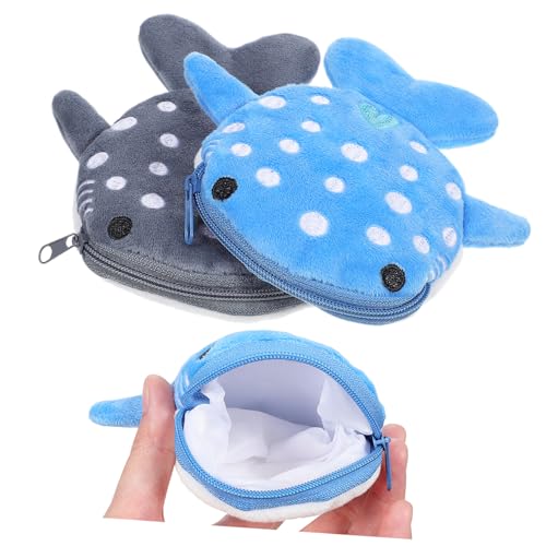 BESPORTBLE 2 Pcs Shark Coin Pouch Plush Zipper Wallet for Adorable Purse for Coins Keys and Jewelry Portable Lightweight Cute Design for Boys