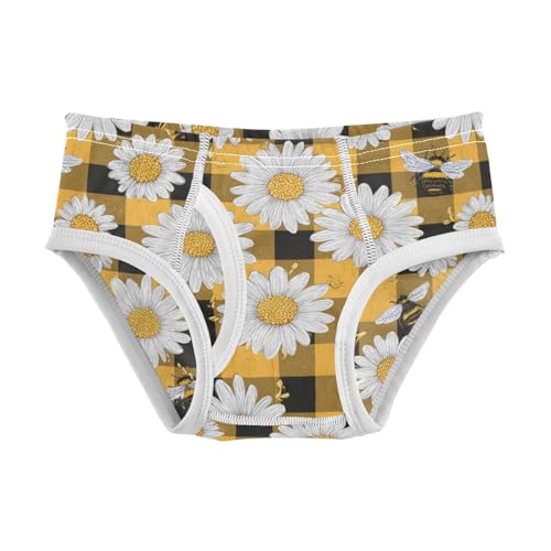 Wusikd White Daisies Yellow Boys' Underwear Cotton Honeybees Checkered Boys Briefs Soft Toddler Underwear 2T