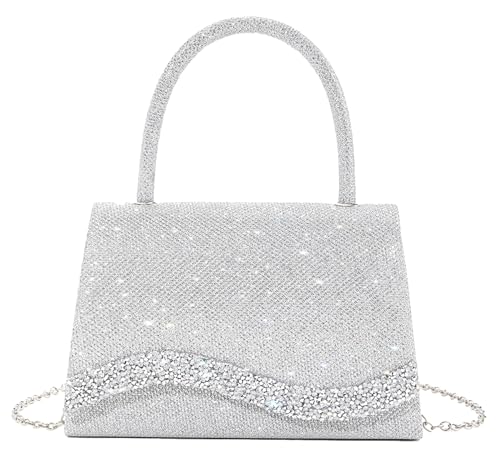 Pochette de fête avec poignée scintillante et rabat vagues pour femme