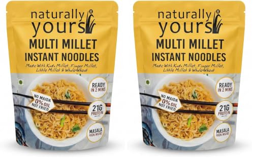 Image of Naturally Yours Multi Millet Instant Noodles 175g | Kodo & Little Millet + Whole Wheat | 21g Protein | High Fiber | No Maida | Non-Fried | No Onion No Garlic Jain-Friendly | Tastemaker | Pack of 2