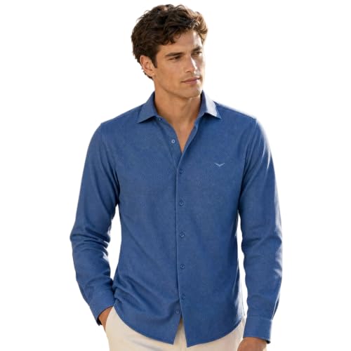 Image of Nobero Textured Popcorn Shirt for Men | Cotton Shirts for Men in 280 GSM Popcorn Knit | Stand Collar | Regular Fit | Full Sleeve