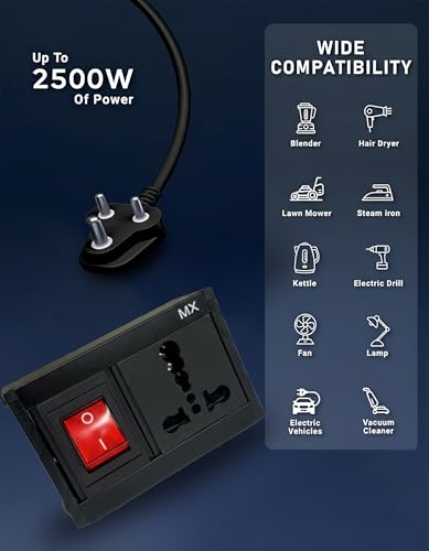 Switchboard Extensor Single MX Single Socket Extension Board with Heavy Duty Long Extension Cord 30 ...