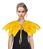Feather Shawl for Women - Swan Feathers Collar Halloween Crow Cape Maleficent Witch Costume Accessories