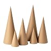 Ruisky 6PCS Paper Mache Cones(Three Sizes), Open Bottom Cardboard Craft Cones for DIY Art Projects,Halloween and Christmas Tree Decorations (Brown)