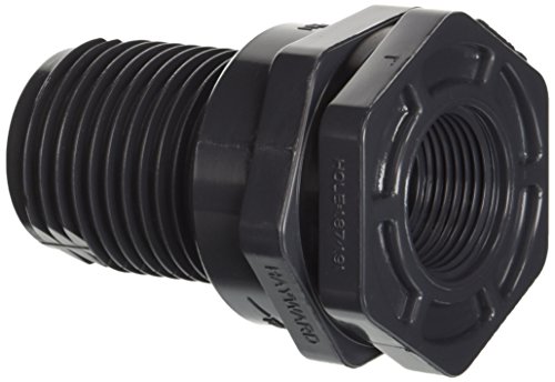 Hayward BFA1010TES 1-Inch Gray PVC Thread by Thread BFA Series Bulkhead Fitting with EPDM Standard Flange Gasket