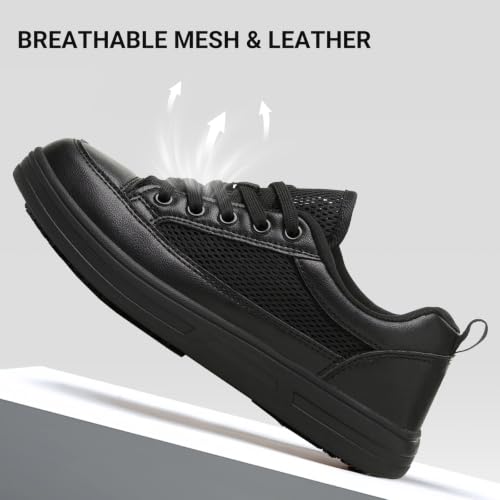 Treesky Black Non Slip Work Shoes for Women, Mesh & Leather Sneakers by Treesky - Used condition - Image 6
