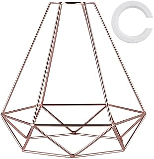 Skelang Metal Ceiling Lamp Shade, Geometric Lampshade with Reducer Ring, Pendant Wire Cage Light Shade for Kitchen, Dinning Room, Bedroom, Hallway (Rose Gold)