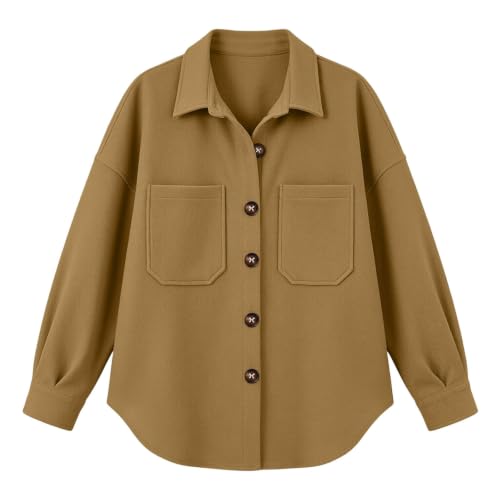 Single Button Jacket Women Button down Turn Collar Shirts Overcoat - image 7