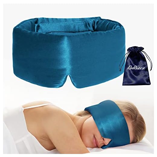 iCooBreeze 100% Natural Silk Eye Mask for Women Men, Soft Pressureless Cooling Blackout Eye Covers for Sleeping, Large Size Sleep Mask fits All Heads Adjustable, 1PC, Vivid Blue