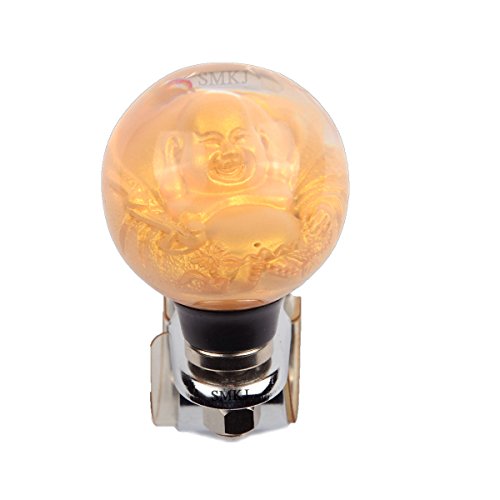 Smkj Round Ball Gold Buddha Shaped Car Steering Wheel Spinner Knob Handle Powerball Booster Spin Knob Clamp Fit For Universal Car #TOP10