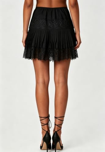 Image of Womens Y2k Ruffle Bloomer Short Lolita Layered Lace Mini Skirt | Country Concert Festival,Lace Skirts,Fluffy Ruffle Shorts,Pettipants for Women,Lolita Bottoms,Grunge Asymmetrical Skirt Party