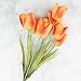 Factory Direct Craft Orange and Yellow Poly Silk Tulip and Grass Floral Bush | for Indoor Decor