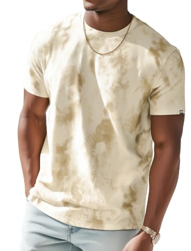 IVOVFANZY Mens T-Shirts Short Sleeve Off-White