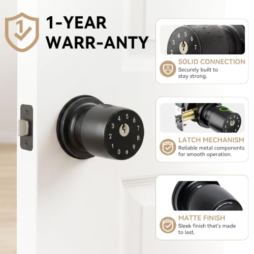 IRONZON 4-in-1 Smart Fingerprint Door Knob with App and Keypad, Matte Black by IRONZON - Used condition - Image 8