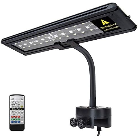 IREENUO LED Aquarium Light, Full Spectrum Fish Tank Clip on Light with Remote, Color Changing Lighting for Reef Coral Aquatic Plants & Fish Keeping (7W) Cover