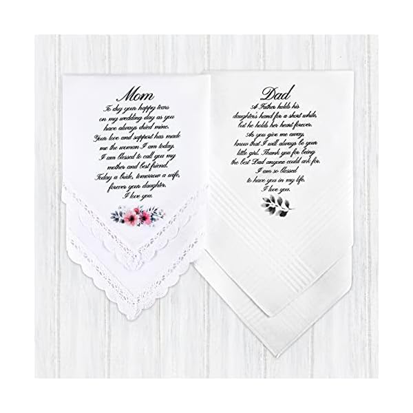 W&F GIFT Mutter und Vater der Braut Geschenke | Hochzeitsgeschenk Taschentuch Set für Eltern der Braut von der Tochter… – Bild 3