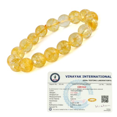 Image of Reiki Crystal Products Certified Natural Crystal Stone Diamond Cut /Faceted 10 mm Beads Bracelet for Men & Women | Reiki Charged Gemstone Jewellery | Multiple Stone Variants Available