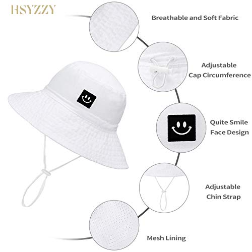Baby Sun Hat Toddler Summer Upf 50+ Sun Protection Baby Boy Beach Hats Adjustable Baby Girl Wide Brim Kid Bucket Cap Gray+White #TOP2