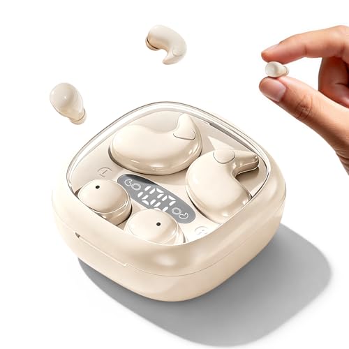 Juego de auriculares invisibles 2 en 1, auriculares planos para dormir de lado y pequeños auriculares para el trabajo, auriculares inalámbricos Bluetooth ultrafinos para dormir, auriculares ocultos