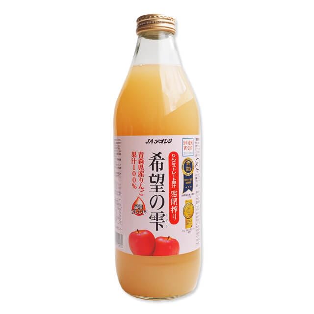JP JA Aoren Aomori 100% Apple Juice 1000ml (Pack of 2 Glass Bottles), 100% Straight Fruit Juice from Aomori Prefecture, MADE IN JAPAN