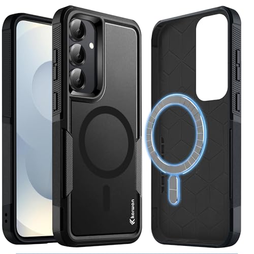 Image of KARWAN Shockproof Back Case Cover Compatible with Samsung S24, Heavy Duty Case with Camera Protection,Dual Layer Rugged Protection with MagEaze Mag-Safe Wireless Charging (Black)