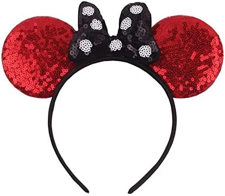 Diademas brillantes de orejas de Minnie para niñas y mujeres disfraz de princesa decoración de fiesta de cumpleaños viajes accesorios para el cabello