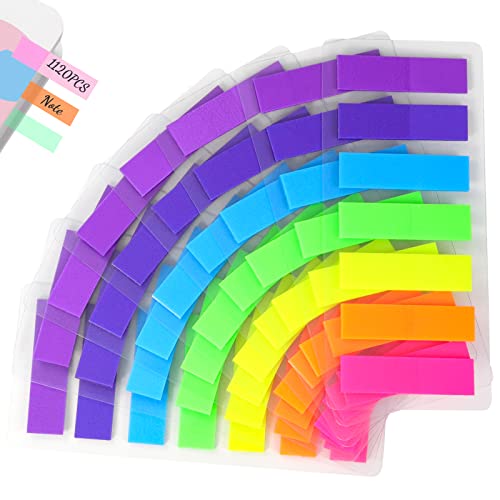 Qufiiry 1120PCS Marque Page Autocollant, Notes Autocollantes, Post It Livre, Marqueur de Page Onglets D'Index pour Étiquettes Onglets séparateur Guides d'index, 7 Couleurs
