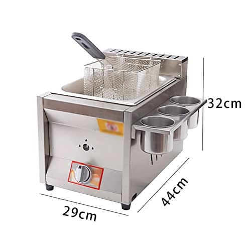 XUETAO Premium Gewerbe-Fritteuse, Gas-Fritteuse mit Gewürztrog und 2 Frittierkörben aus Edelstahl, einstellbare Feuerkraft für den Heimgebrauch, leicht zu reinigen (Size : Single Cylinder) – Bild 5