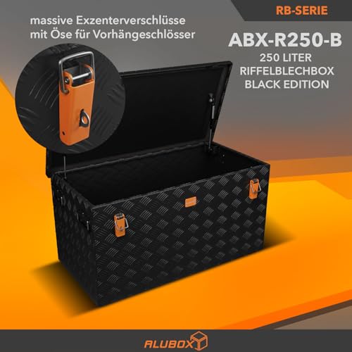Alubox STRONG - BLACK EDITION ABX-R250 Aluminium Transportkiste aus 3mm Riffelblech 250 Liter in schwarz