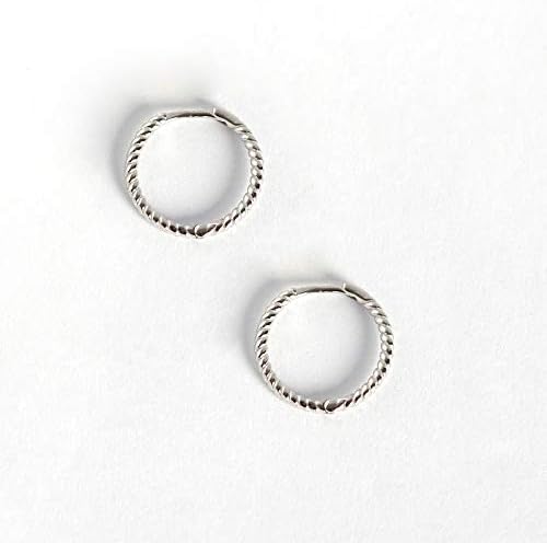 925 Sterling Silver Cute Twisted Hoop Earrings 12mm Simple Hinged Cartilage Conch Bali Huggie Sleeper Hooped Earrings For Women Mens - Image 3