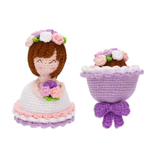Image of SNAPPSY Crochet Bouquet Doll for Wife Knitted Flowers for Party Birthday Anniversary Purple