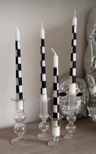 Bougies coniques peintes à la main en noir et blanc pour table chic - 5