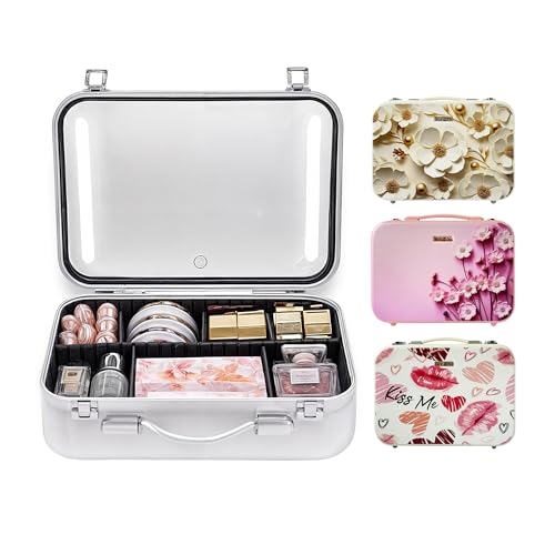 Boîte de beauté rose Lady rigide avec miroir éclairant haute définition