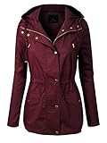 Design by Olivia Women's Lightweight Front Zipper Solid Utility Anorak Hoodie Vest/Jacket Burgundy...