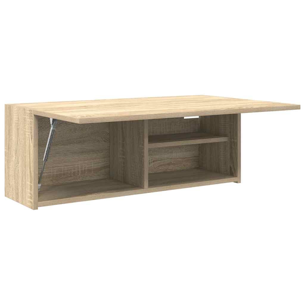 Floating Wall Cabinet, Modern Wood-Grain Wall-Mounted Storage Unit, Hanging Shelf Cabinet for Bathroom, Kitchen and Living Room (80 x 25 x 30 cm)