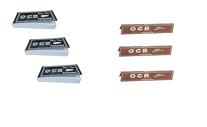 OOB COMBO OF 3 OCB BROWN KING SIZE ROLLING PAPER BOOKLETS AND 3 OCB ROACH PAD BOOKS (TOTAL PACK OF 6)