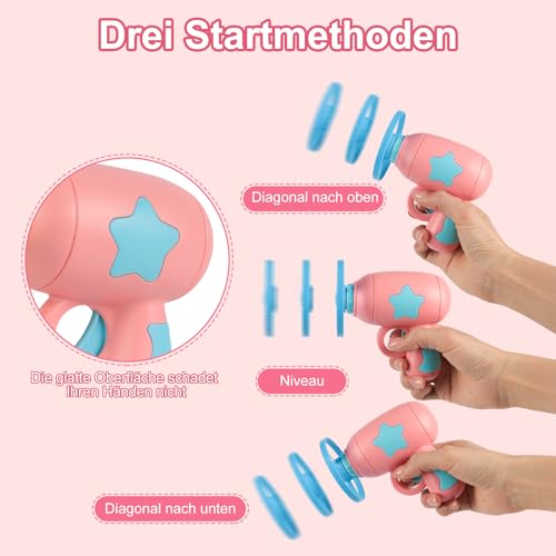 runpeak Katzen Spielzeug, interaktives Katzenspielzeug Set mit 2 Werfern & 10 bunten Flugscheiben, Propeller Spielzeug für Indoor und Outdoor Jagd, perfektes Katzenspielzeug zum Spielen