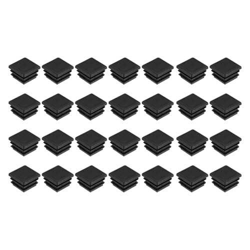 Image of uxcell 28Pcs Square Plastic Plugs, 20 x 20mm /0.79 x 0.79inch PE Pipe Tubing End Caps for 16-18mm /0.63-0.71inch Square Tube Furniture Chair Leg, Black